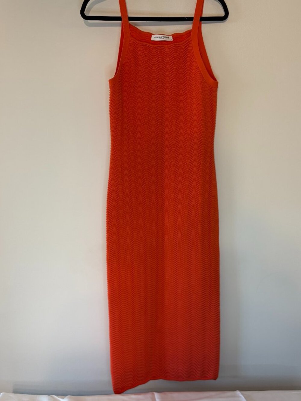 Amanda Uprichard Orange/Red Ribbed Knit Maxi Dress Size M